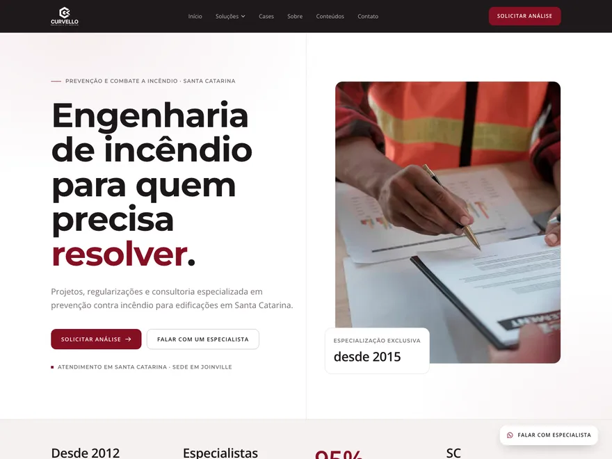 Página do projeto Curvello Engenharia